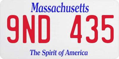 MA license plate 9ND435