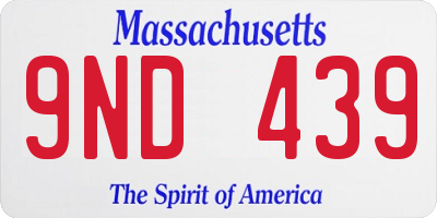 MA license plate 9ND439