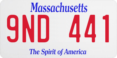 MA license plate 9ND441