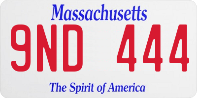 MA license plate 9ND444