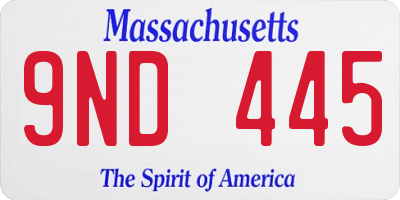 MA license plate 9ND445
