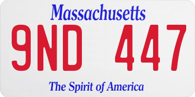 MA license plate 9ND447
