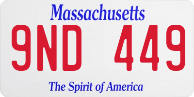 MA license plate 9ND449