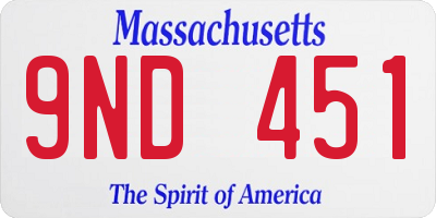 MA license plate 9ND451