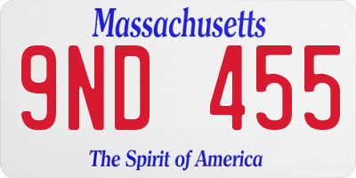 MA license plate 9ND455