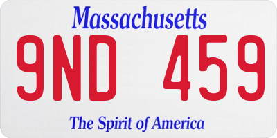 MA license plate 9ND459