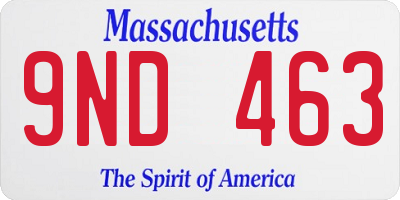 MA license plate 9ND463