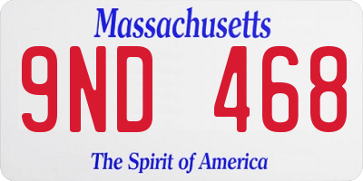 MA license plate 9ND468