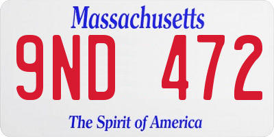 MA license plate 9ND472