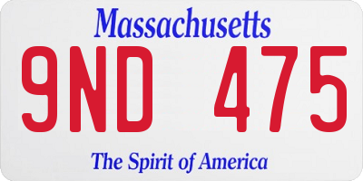 MA license plate 9ND475