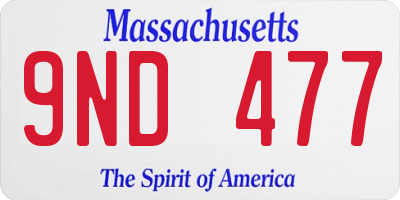 MA license plate 9ND477