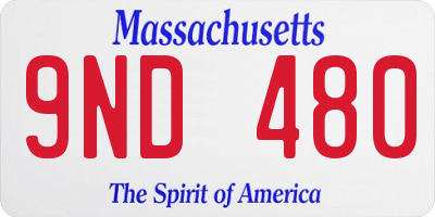 MA license plate 9ND480