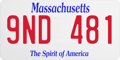 MA license plate 9ND481