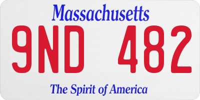 MA license plate 9ND482