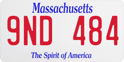 MA license plate 9ND484