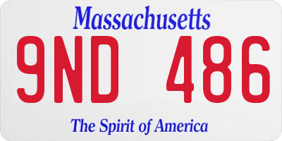 MA license plate 9ND486