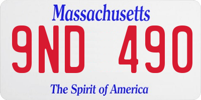 MA license plate 9ND490