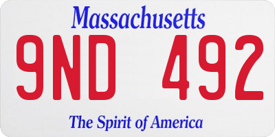 MA license plate 9ND492
