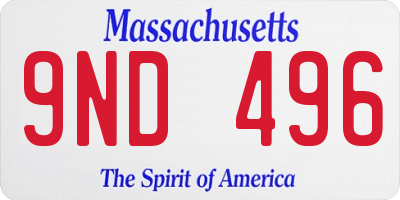 MA license plate 9ND496