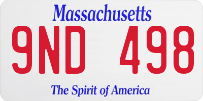 MA license plate 9ND498