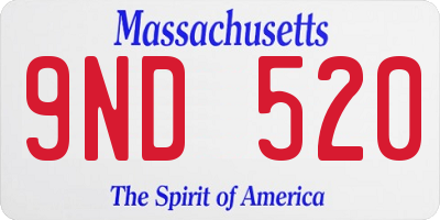 MA license plate 9ND520