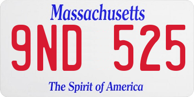 MA license plate 9ND525