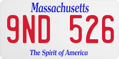 MA license plate 9ND526