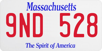 MA license plate 9ND528
