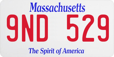MA license plate 9ND529