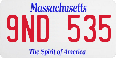 MA license plate 9ND535