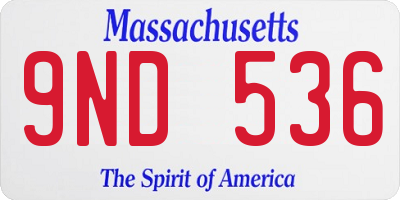 MA license plate 9ND536