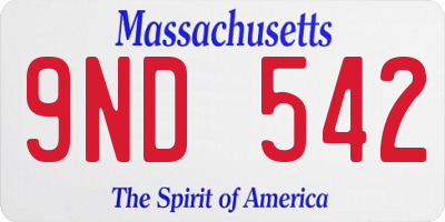 MA license plate 9ND542