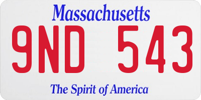 MA license plate 9ND543
