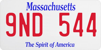 MA license plate 9ND544