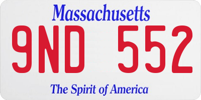 MA license plate 9ND552