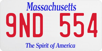 MA license plate 9ND554