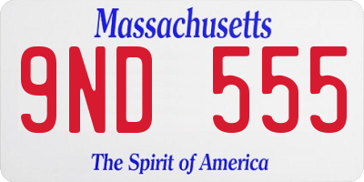 MA license plate 9ND555