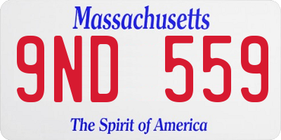MA license plate 9ND559