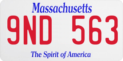 MA license plate 9ND563