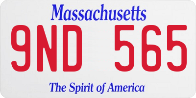 MA license plate 9ND565