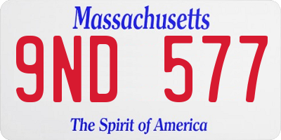 MA license plate 9ND577