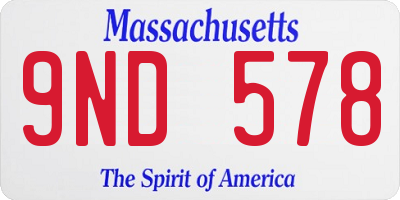 MA license plate 9ND578
