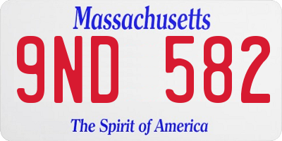 MA license plate 9ND582
