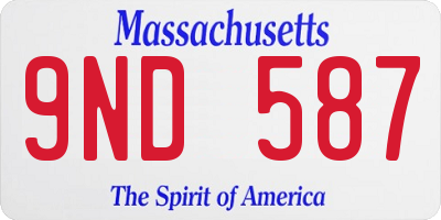 MA license plate 9ND587