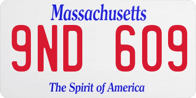 MA license plate 9ND609