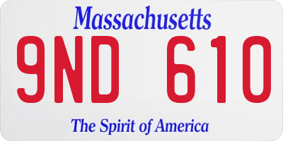 MA license plate 9ND610