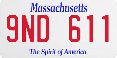 MA license plate 9ND611