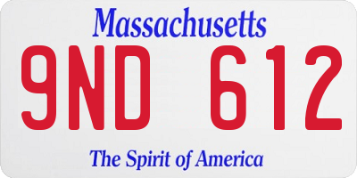 MA license plate 9ND612