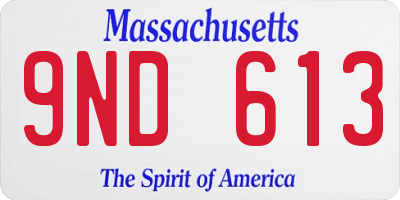 MA license plate 9ND613