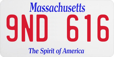 MA license plate 9ND616